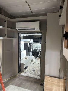 Painted Cabinets Towards the Cab of the Motorhome