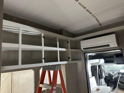 Painted Cabinets Towards the Cab of the Motorhome